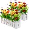 Daisy Dreams: Mixed Color Artificial Flower Plants in Picket Fence Pots - Set of 2